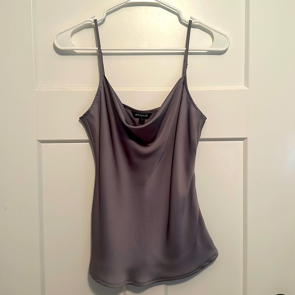 Elegant Gray Satin Cami Top
